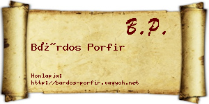 Bárdos Porfir névjegykártya